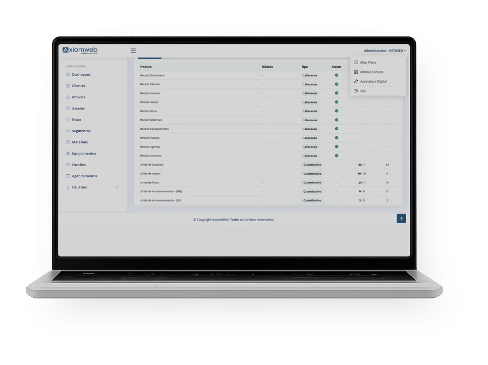 Notificações e alertas automáticos no Axio Control
