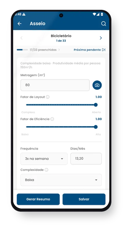Levantamento técnico de asseio pelo app Axio Mobile