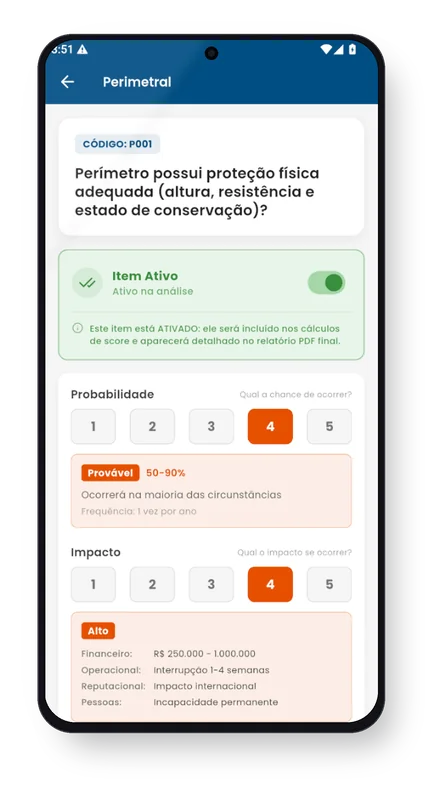 Análise de risco pelo app Axio Mobile